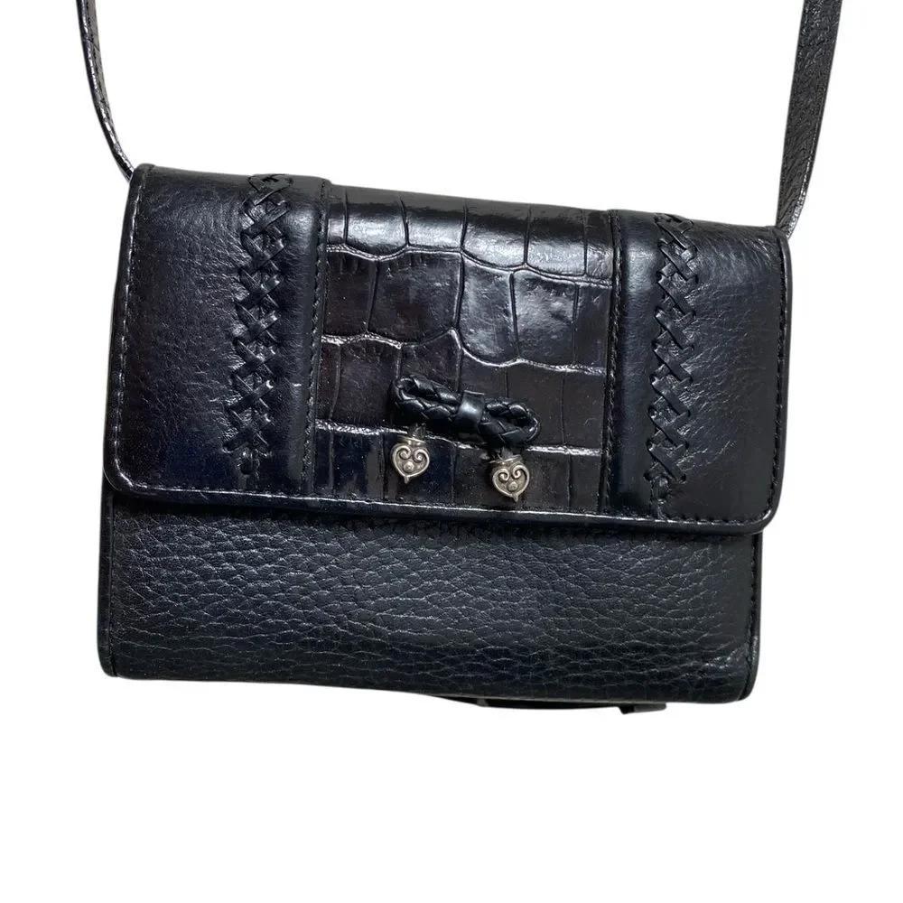 Brighton Cross body Wallet Black leather